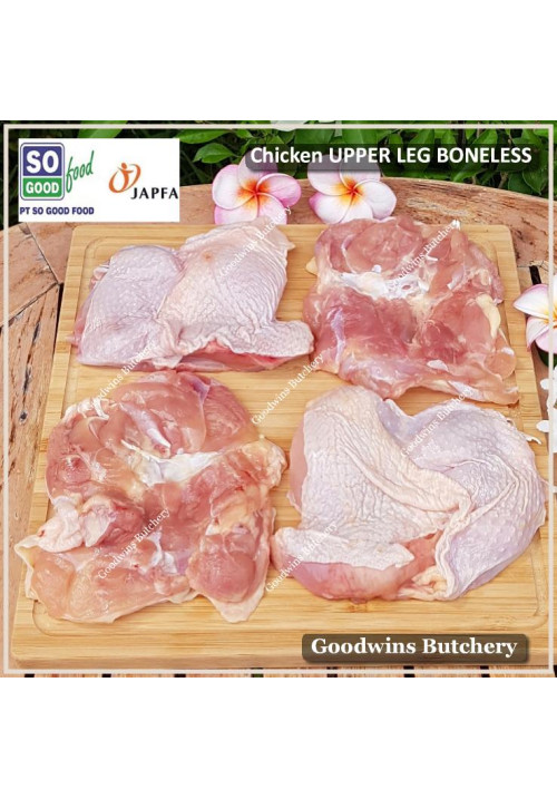 Chicken ayam broiler SoGood frozen LEG paha BONELESS skin-on So Good Food (price/pack 600g 4-5pcs)